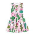 thumbnail image 3 of Renewold Skin Friendly Sleeveless Sundress Tank Dress Alpaca Cactus Basic Skater Dress for Kids Spring Summer Going Out Tour Playwear Teens Girl Casual Dress Size 7-8, 3 of 6