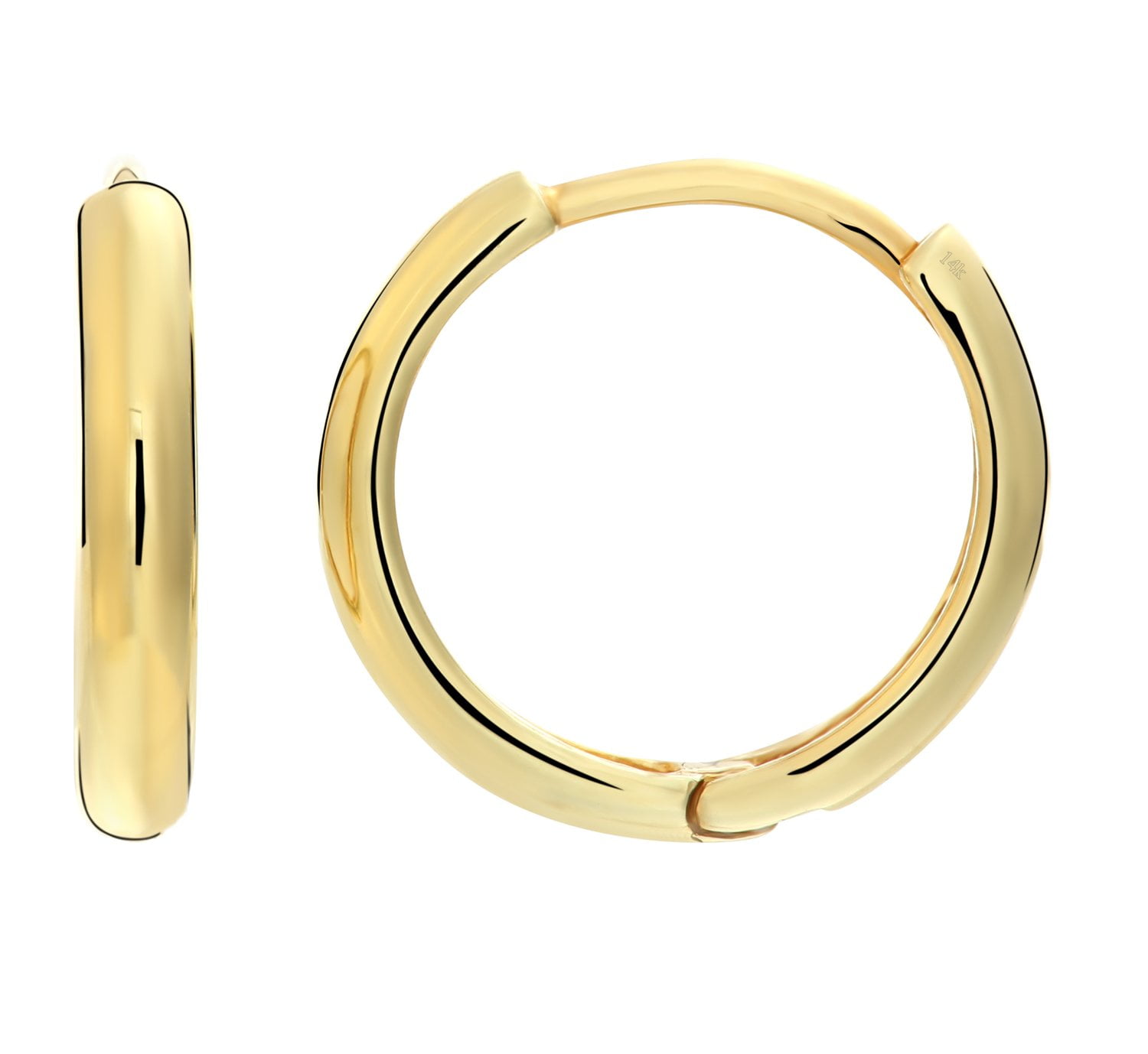 Solid 14k Yellow Gold Huggie Hoop Earrings Minimalist Small Thin Huggies