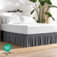 thumbnail image 6 of Bare Home Adjustable Wrap Around Bed Skirt - 15 Inch Drop - Easy Fit - Ruffle Pleats - Queen, Gray, 6 of 10
