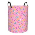 thumbnail image 2 of Balery Pink Donut Round Laundry Basket with Handles Waterproof Freestanding Laundry Hamper for Clothes Toys in the Dorm and Family-Small, 2 of 8