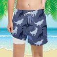 thumbnail image 2 of Bjutir Boys Swim Trunks With Compression Liner Cute Dinasaur Print Swimwear With Drawstring Dry Quick Breathable Summer Kids Swim Shorts Navy Size 7-8 Years, 2 of 4