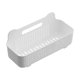 thumbnail image 2 of Cesta de almacenamiento montada en la pared sin taladro | Organizador de plástico ABS con drenaje y ventilación | Instalación de adhesivos | 6 Ganchos Desmontables | Soporta hasta 22lb | Blanco, 2 of 6