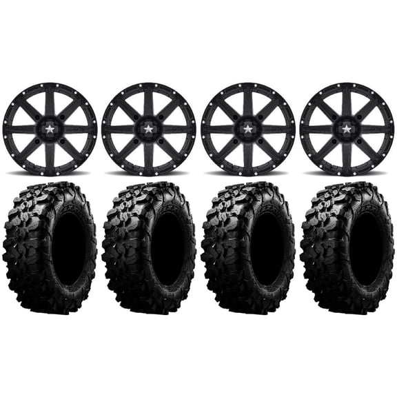 MSA Black Clutch 15" UTV Wheels 31" Carnivore Tires Can-Am Maverick X3 / Honda Pioneer 1000 / Talon