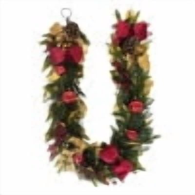 Puleo International 6' x 10" Pre-Lit Battery-Operated Adorned Garland