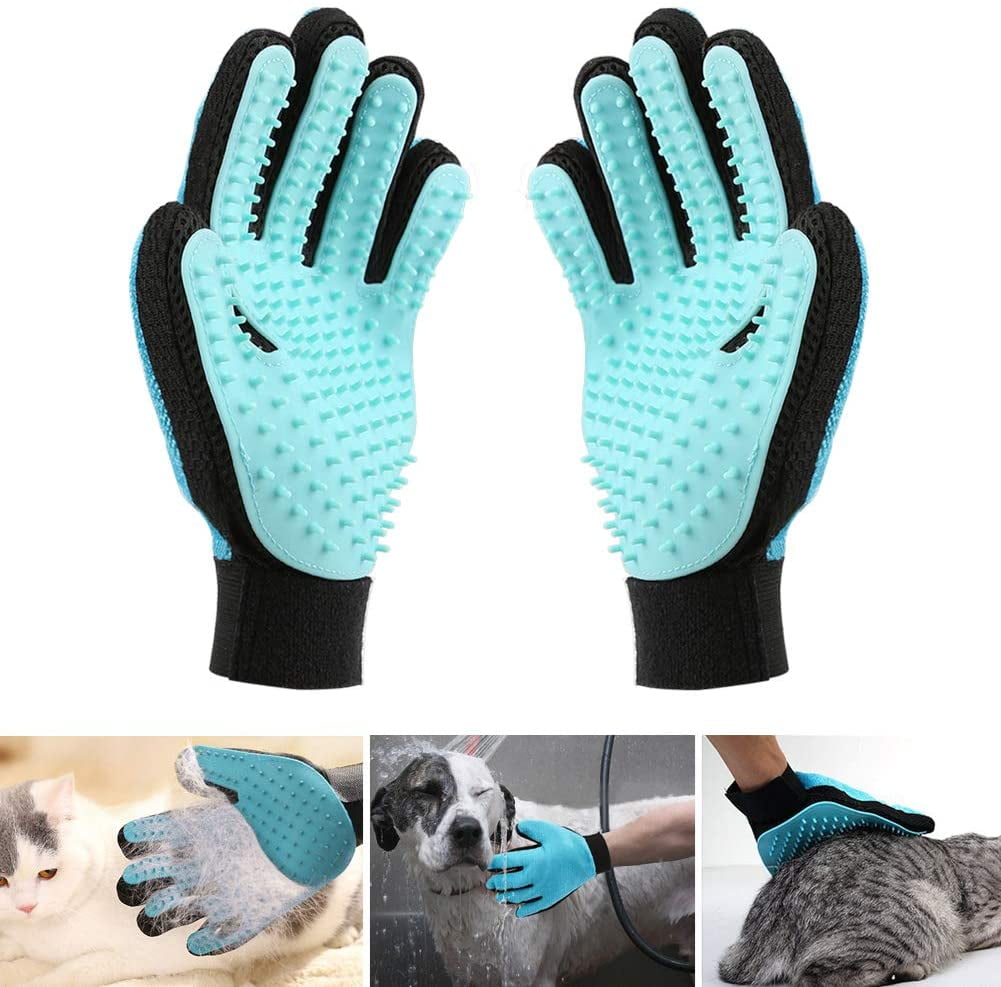 Pet brush gloves, doublesided furniture grooming gloves for dogs and