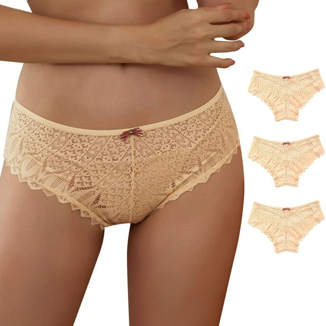 Zmoon 3 Pcs Culottes en Dentelle Couleur Unie pour Femmes