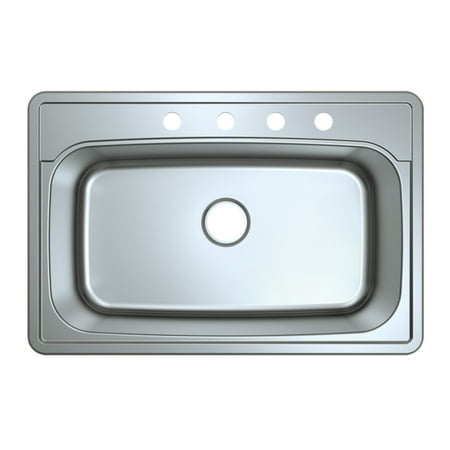 Gourmetier GKTS332290 Studio 33" Stainless Steel Self-Rimming Single Bowl Drop-In Kitchen Sink, Brushed