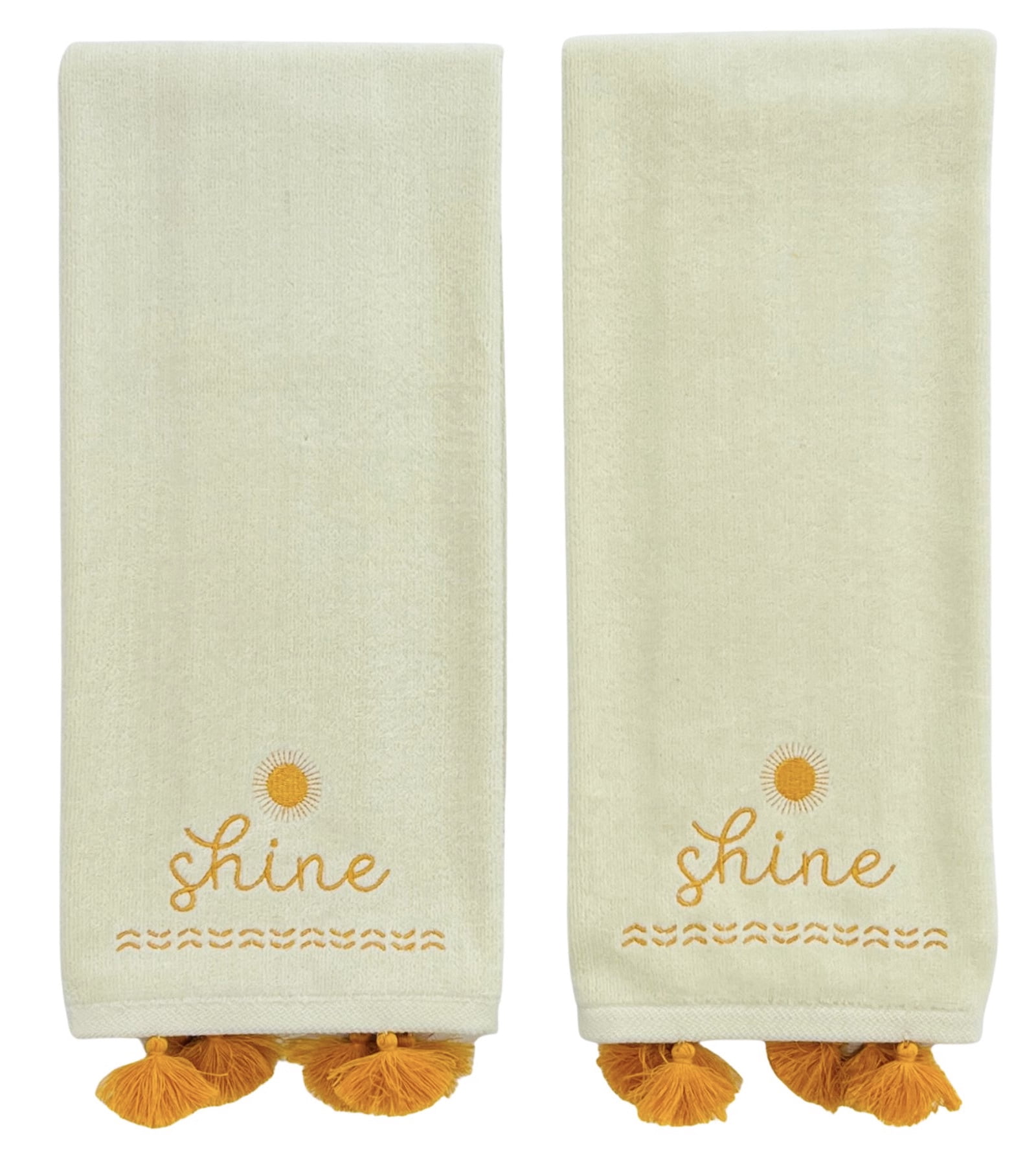 Serafina Home Yellow Sunshine Hand Towels With Tassels For The Bathroom