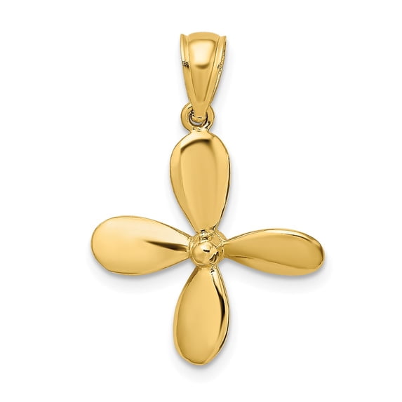 FB Jewels 14K Yellow Gold 3D Propeller with 4 Blades Pendant
