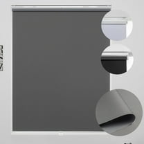 KALYSIE Cordless Roller Shades 100% Blackout Blinds for Windows and Doors, Pull Down Room Darkening Window Shades, Easy to Install for Home and Office, Grey, Fixed 75 Inches High, 30 Inches Width