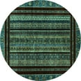 thumbnail image 1 of Ahgly Company Machine Washable Indoor Round Abstract Turquoise Blue Modern Area Rugs, 4' Round, 1 of 4