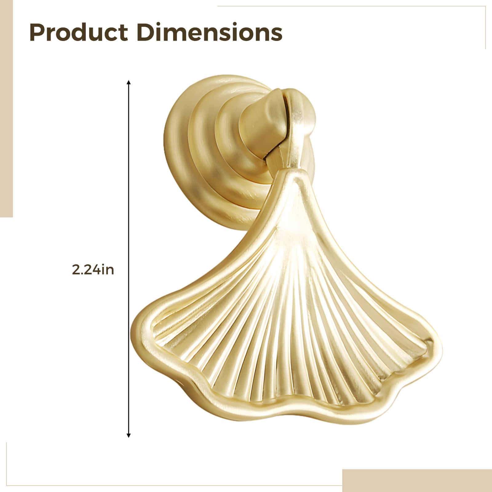 18 Pcs French Zinc Alloy Cabinet Knobs, Modern Gold Matte Drawer Pulls, Single Hole Handles for Dresser, Wardrobe, and Cupboard, Unique Fan Shape Design for Home Decoration