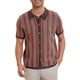 thumbnail image 1 of Polo de punto a rayas INSPIRE CHIC para hombres, camisetas de polo de manga corta con botones, jacquard, talla L, marrón oscuro, 1 of 6