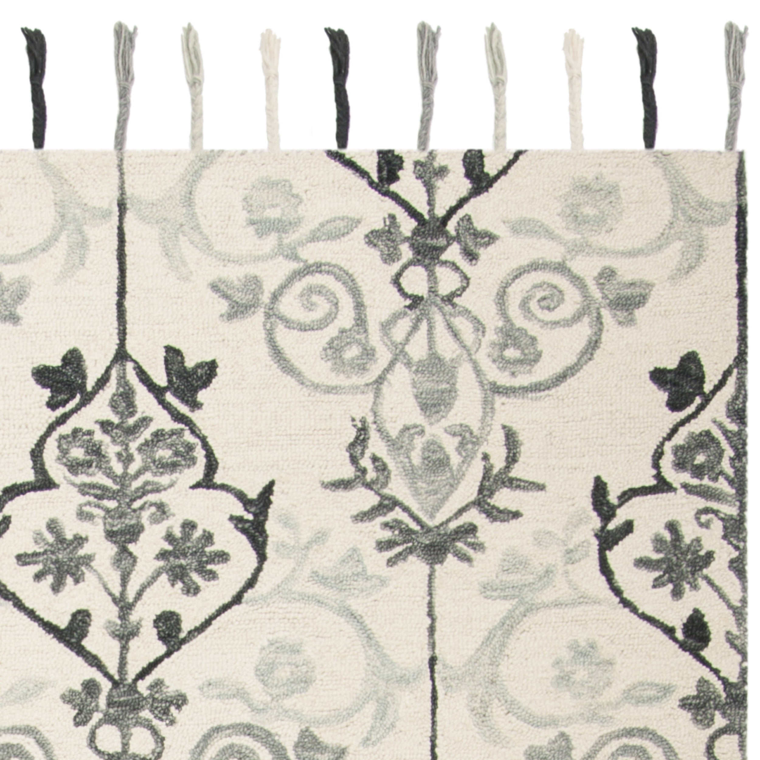 SAFAVIEH Suzani Sandra Geometric Wool Area Rug, Ivory/Grey, 8' x 10'