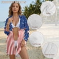 thumbnail image 6 of Xoenoiee Star American Flag Print Swimsuit Coverup for Women Lapel Collar Bathing Suit Cover Up for Swimwear Button Down Beach Shirt Dresses for Ladies, M, 6 of 7
