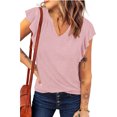 thumbnail image 2 of Blusa casual para mujer,Blusa de verano para mujer Camisa con cuello en V para mujer Blusa con manga casquillo Estándares líderes en la industria, 2 of 4