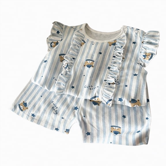 OYXSER Toddler Baby Girls Clothes 1T 2T 3T 4T 5T T-Shirt Tee Tops Shorts Ribbed Knit Cute Summer Short Set 2 Pieces Shorts Set, Blue 18-24M