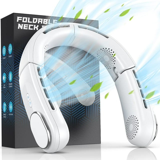 Ventilador de cuello ChillGo 4 Turbo, plegable, portátil, 5200 mAh, color blanco