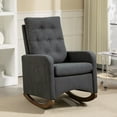 thumbnail image 3 of Upholstered Rocking Chair Accent Chair, Nursery Rocking Chairs in Teddy Fabric with High Backrest,Side Pocket and Rubber Wood Legs, Comfy Nursing Chair Armchair for Living Room, 3 of 5