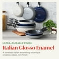 thumbnail image 2 of Lumenflon Deco 11” Nonstick Frying Pan Skillet, Made in Italy, Diamond Ceramic PFAS-Free, Dishwasher & Metal Utensil Safe, Durable Gloss Enamel Finish, Stay-Cool Handle, High Walls-Extra Room, Blue, 2 of 6