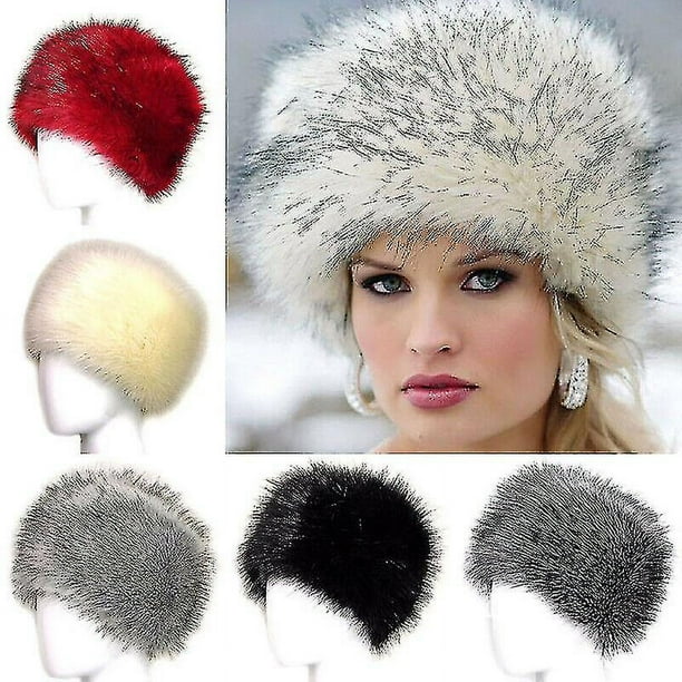 Gorro ruso de piel sintética esponjosa para mujer, gorros de esquí gruesos y esponjosos, gorros cálidos de invierno