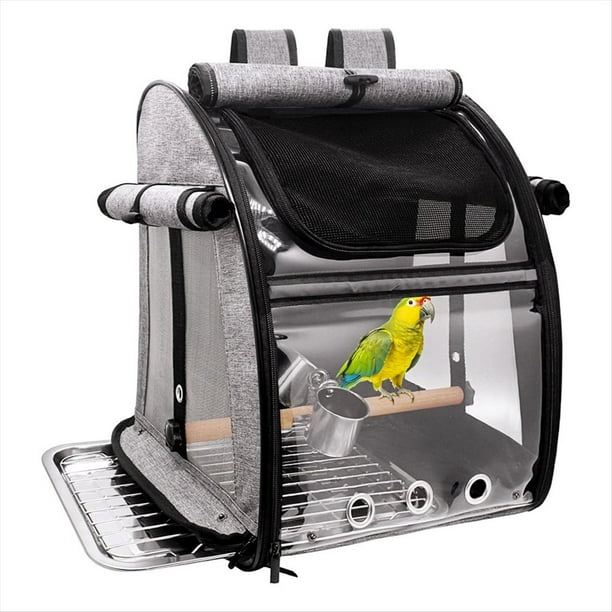 Bolsa para Pájaros con Percha, Mochila de Viaje para Pájaros con Placa de Acero Inoxidable y , Portátil y Transparente.