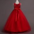 thumbnail image 7 of Fesfesfes Girls Formal Dress Lace Princess Gown Ankle Dress for Big Kids Special Occasion Flower Girl Birthday Party Wedding Attire Long Elegant Dress(Red,5-6 Years), 7 of 7