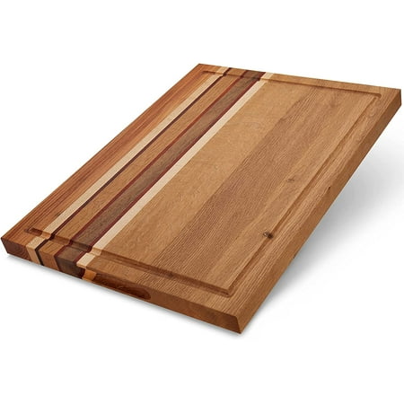 

Large Walnut Cutting Board with Juice Grove Chopping Board Knife Friendly Reversible Cheese Board Gift Box Included The Ithaca (18x14x1.2 inch)
