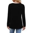 thumbnail image 3 of Womens Long Sleeve Tops Fall Fashion Causal Blouse Dressy Shirts Trendy Pleated Tunic for Legging Black L, 3 of 6