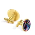 thumbnail image 3 of PhooArto Men's Classic Stainless Steel, Turtle Flowers Colorful Splashes Pattern Cufflinks Business Wedding Shirts, Golden, 3 of 7