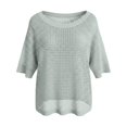 thumbnail image 4 of CAIVO Women Slash Neck Hollow Out Pullover Beach Cover Up Knit Sweater One Shoulder Casual Loose Fit Summer Fashion Half Sleeve Solid Color Tops, 4 of 4