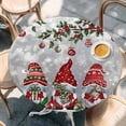 thumbnail image 2 of Grey Gnomes Christmas Round Tablecloth, Fitted Table Cover with Elastic for 45"-54" Round Tables, Xmas Ball Gifts Snowflake Table Cloth Outdoor Indoor Dinning Party Waterproof Tablecloths, 2 of 7