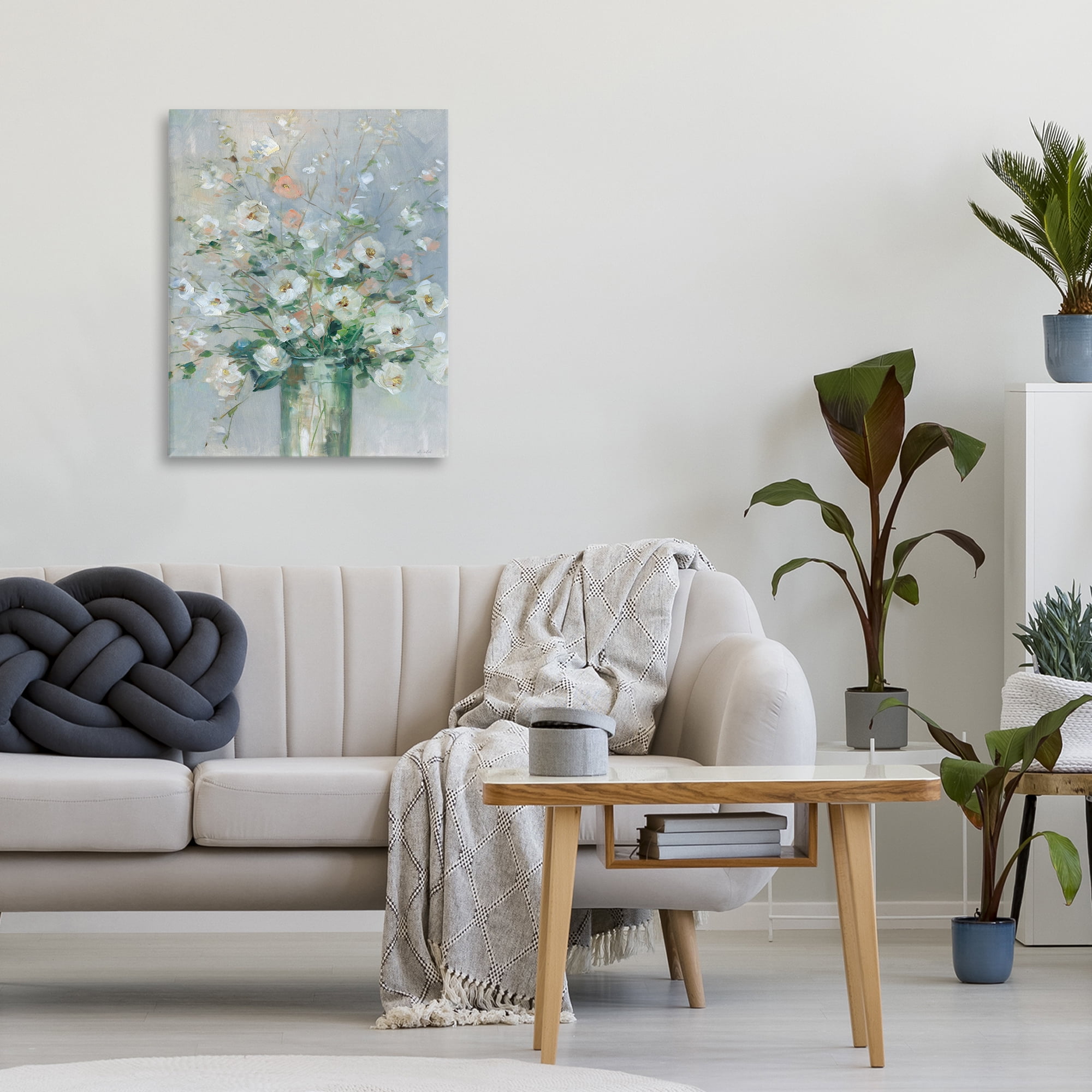 Stupell Industries Delicate White Blossoms Impression Canvas Wall Art, design by Sally Swatland