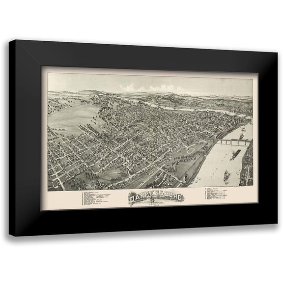 Fowler 14x10 Black Modern Framed Museum Art Print Titled - Parkersburg West Virginia - Fowler 1899