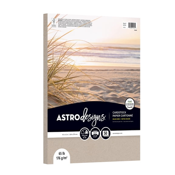 Astrodesigns Cardstock, Kraft, 8.5" x 11", 65 lb/176 Gsm, 50 Sheets (91574)