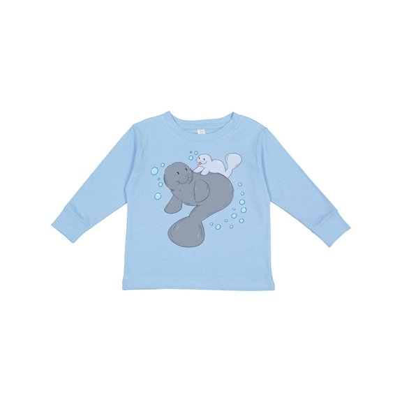 Inktastic Cute Manatees with Bubbles Boys or Girls Long Sleeve Toddler T-Shirt