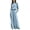 Sky Blue, variant on Szluipve 2 Piece Sets for Women Velvet 2 Piece Matching Outfit High Neck Pleated Long Sleeve Blouse Top & High Waist Wide Leg Palazzo Pants Elegant Party Set with Pockets Beige S