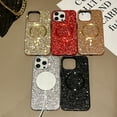 thumbnail image 3 of for iPhone 13 Pro Magnetic Case, Fashionable Sparkle Glitter Case Compatible with MagSafe Charging, Anti-Scratch Shockproof Phone Cover for iPhone 13 Pro Plating Bumper Bling Case, Black, 3 of 10