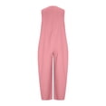 thumbnail image 4 of Qiopertar Linen Jumpsuit for Women Casual Sleeveless Romper Solid Color Summer Beach Vacation Comfy Relaxed Oversized One Piece, Pink S, 4 of 6