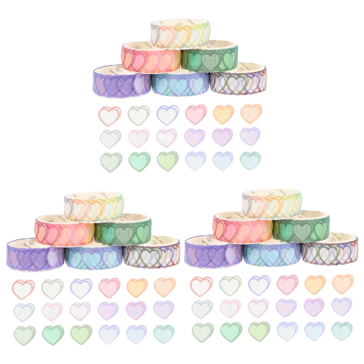 Masteelf 18 Rolls Decorative Washi Tape Set with Heart Patterns for Scrapbooking, Crafts, Journaling, Mixed Color Stickers