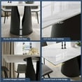 thumbnail image 6 of POVISON-71" Modern Minimalist Dining Table for 6, White Rectangular Glossy Pandora Sintered Stone Tabletop, Bronze Carbon Steel Leg, 6 of 8