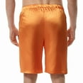 thumbnail image 4 of Brglopf Men's Silk Satin Boxers Shorts Elastic Waist Pajama Bottom Shorts Loose Lounge Sleepwear Short Pants(Orange,XL), 4 of 5