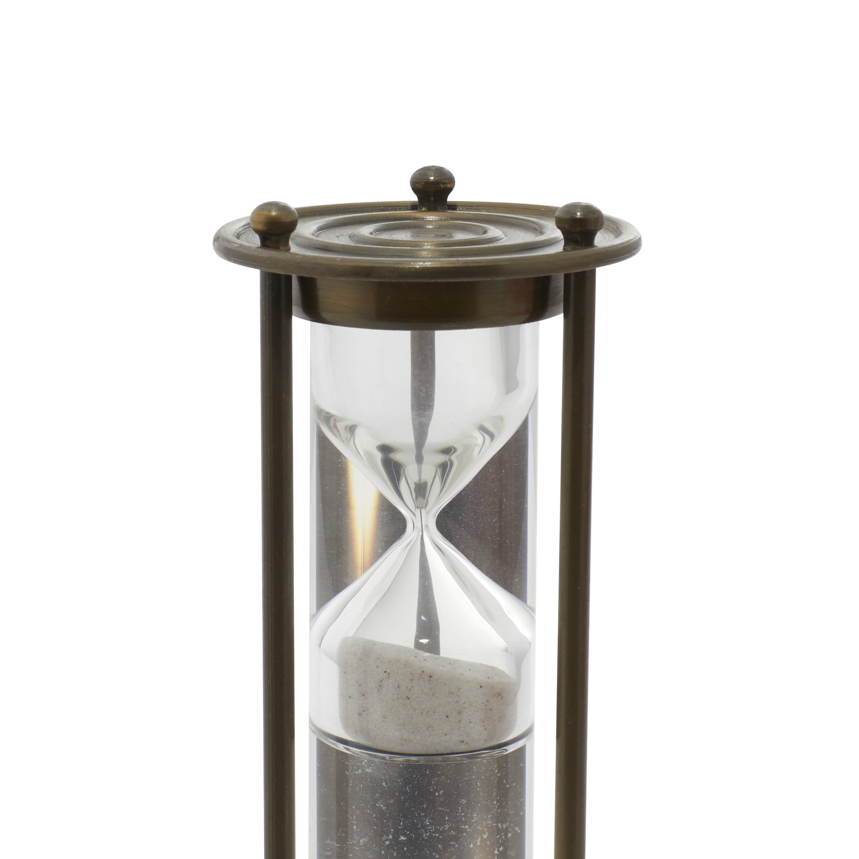 DecMode 3" x 8" Brown Aluminum Metal Hourglass Sand Timer with Water Tube, 1-Piece
