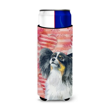 Carolines Treasures BB9744MUK Papillon Love Michelob Ultra Hugger for slim cans  Slim Can multicolor