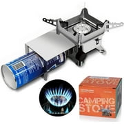 Portable Camping Gas Stove with Piezo Ignition Stable SupportOutdoor Stove Burner Picnic Cookware, Camping Stove Adapter for Outdoor Camping, Hiking