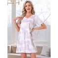 thumbnail image 3 of DARING DIVA Women's Short Sleeve Nightgown Soft Stretchy Pajama Dress L Purple, 3 of 7