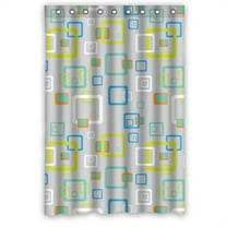 Libin White Green Blue Checkered Shower Curtain Polyester Fabric Bathroom Decorative Curtain Size 48x72 Inches