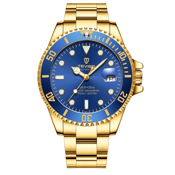 TEVISE T801 High-quality Skeleton Automatic Men Mechanical Watch Moon Phase Stainless Steel Clock Mens Business