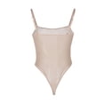 thumbnail image 5 of Hkoxplj Women's Sheer Mesh Thong Bodysuit Spaghetti Strap Square Neck See Through High Stretch Slim Fit Solid Color Bodysuit with Adjustable Straps Club Nightwear Party Outfit for Women, 5 of 8