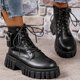 thumbnail image 4 of NECHOLOGY Botas Mujer Adulto Femenino Zapatos Botines de mujer Zapatos de mujer Moda Suela gruesa Medias botas de manga larga Botas de nieve cálidas de felpa para exteriores (Black, 6.5), 4 of 5